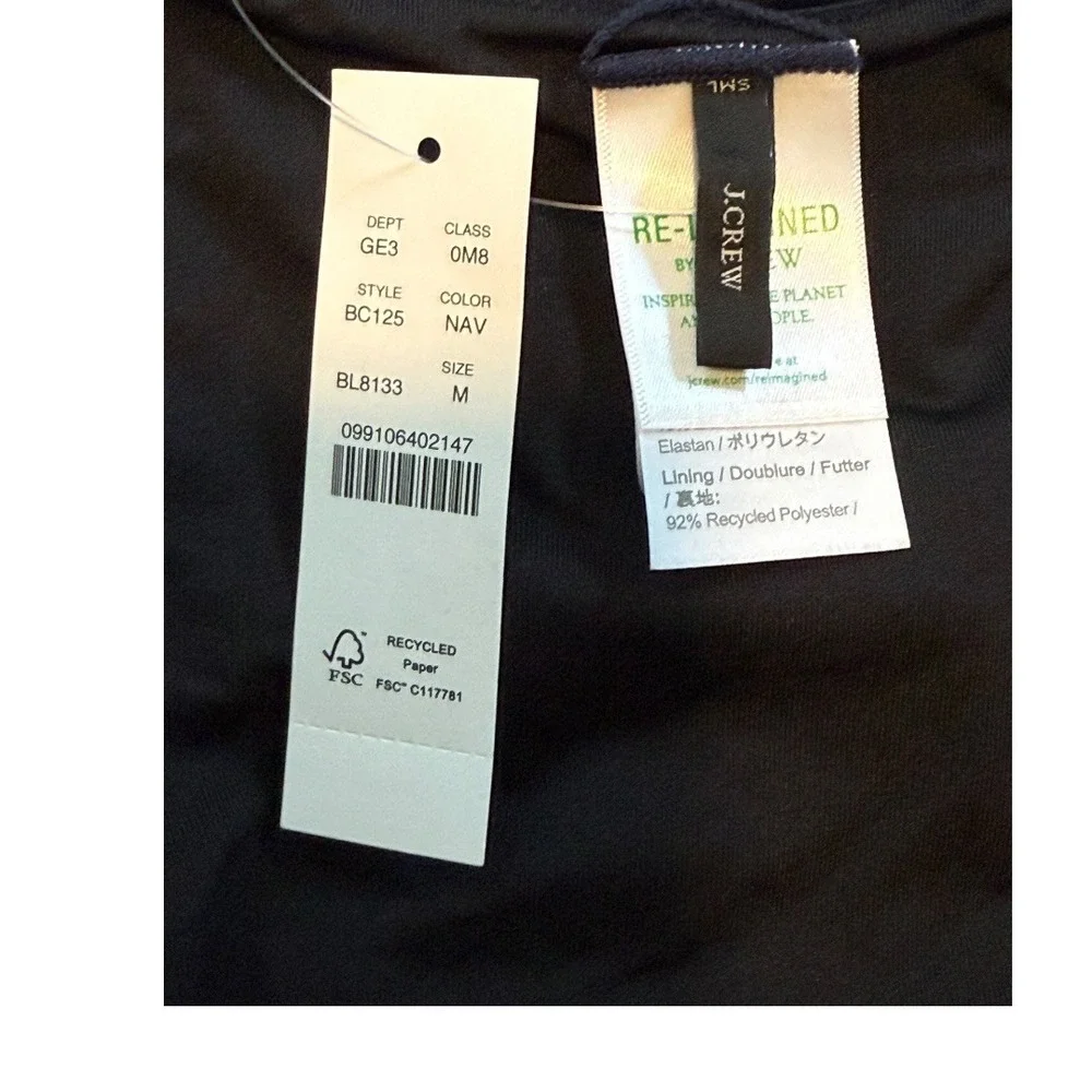 J.Crew Bikini Bottom Navy Blue Recycled High Cut Swimsuit Medium‎